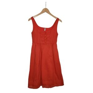 Anthropologie‎ Maeve Coral Red Empire Waist Sundress Lace Hem Size 4